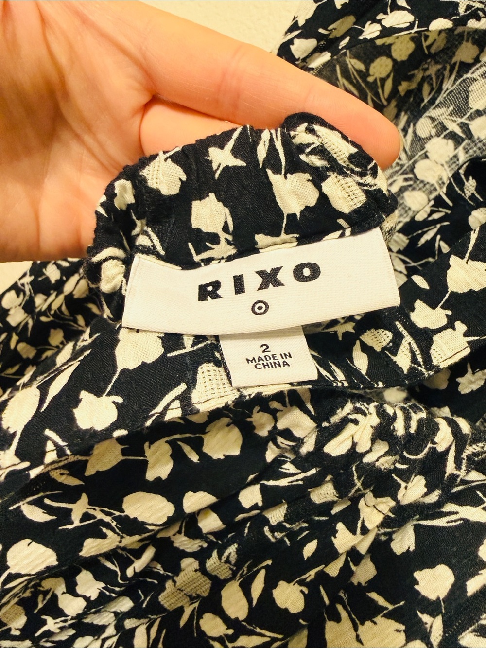 🦋 RIXO| EUC Black Floral Ruffle Strap Open back cottage core midi dress size 2 - Picture 5 of 10